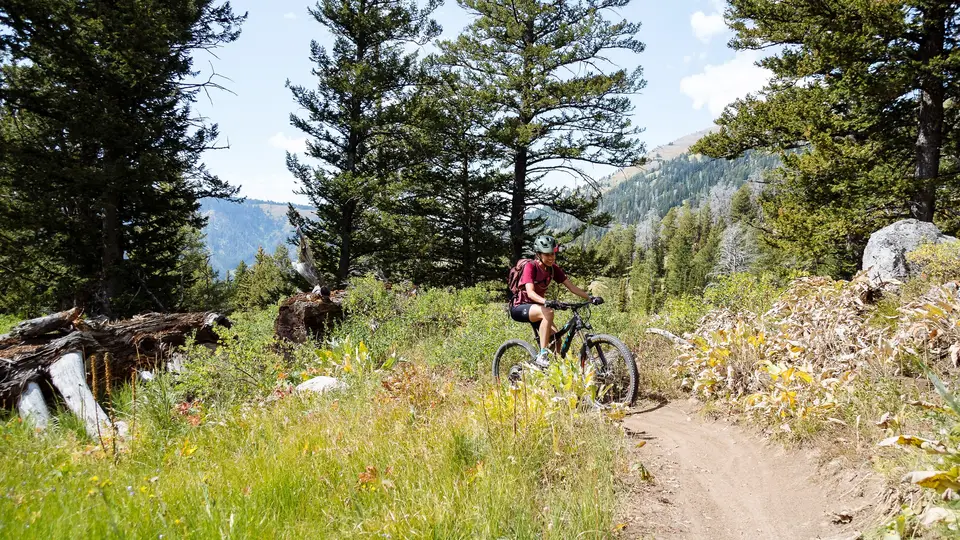 Melanny mountain biking in Jackson Hole, Wyoming