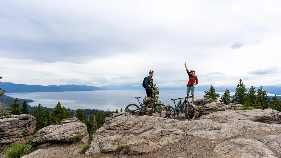 Evan and Melanny overlooking Lake Tahoe from the Tahoe Rim Trail in Lake Tahoe, California