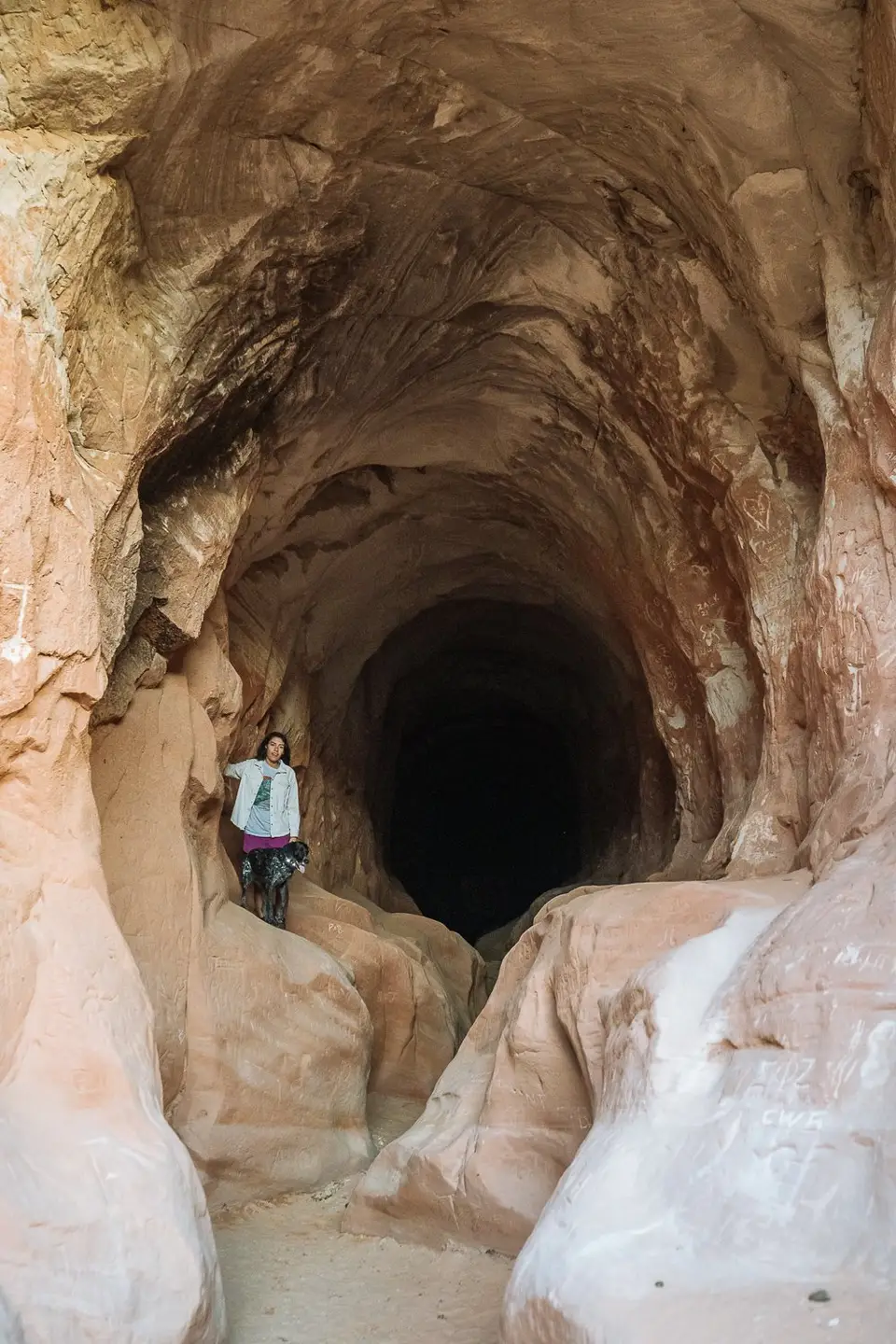 Melanny and Penelope inside the Belly of the Dragon tunnel