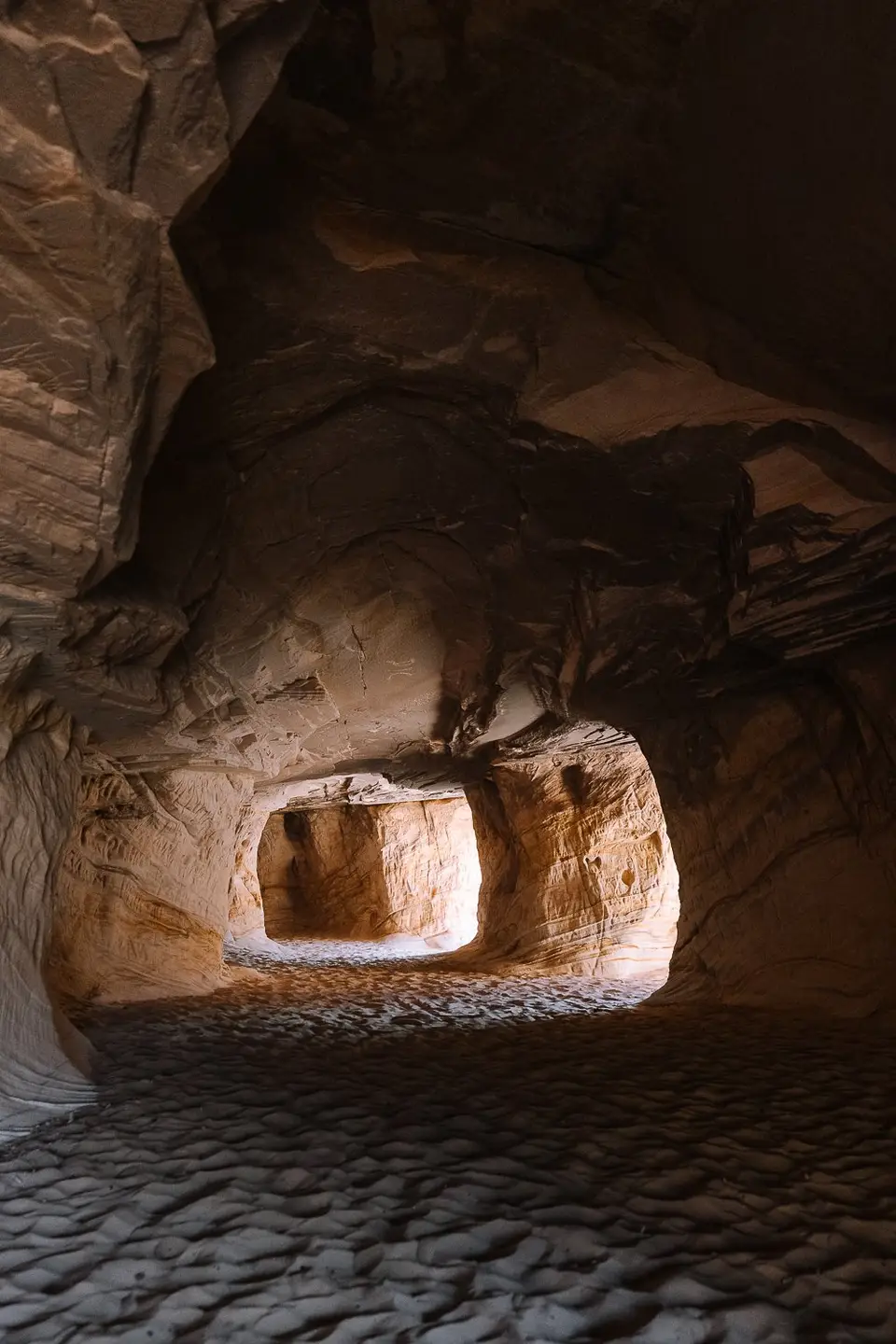 Light reaching a sandy passage deep in the Moqui Sand Caves