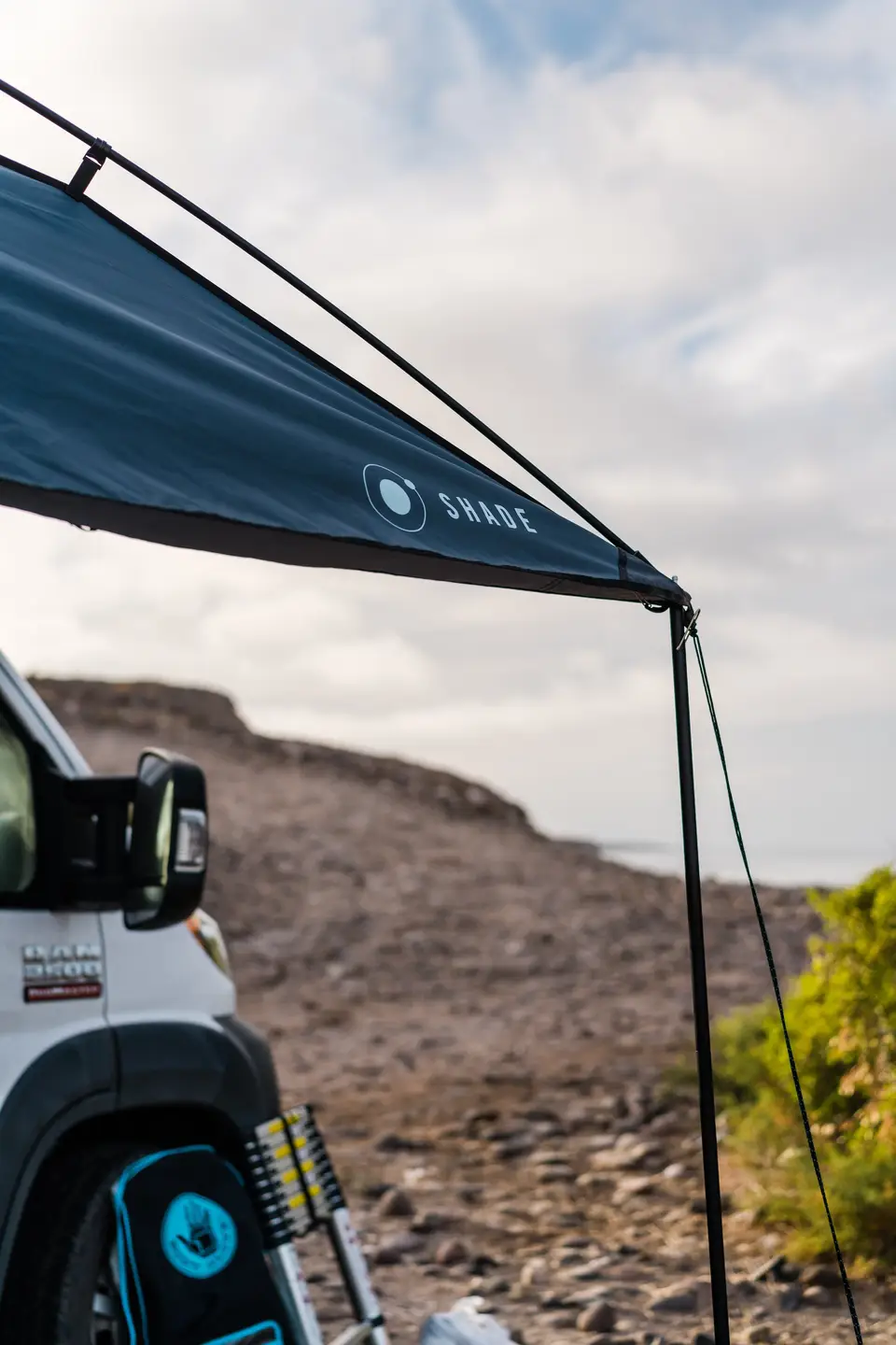 MoonShade awning on the van in Mulegé