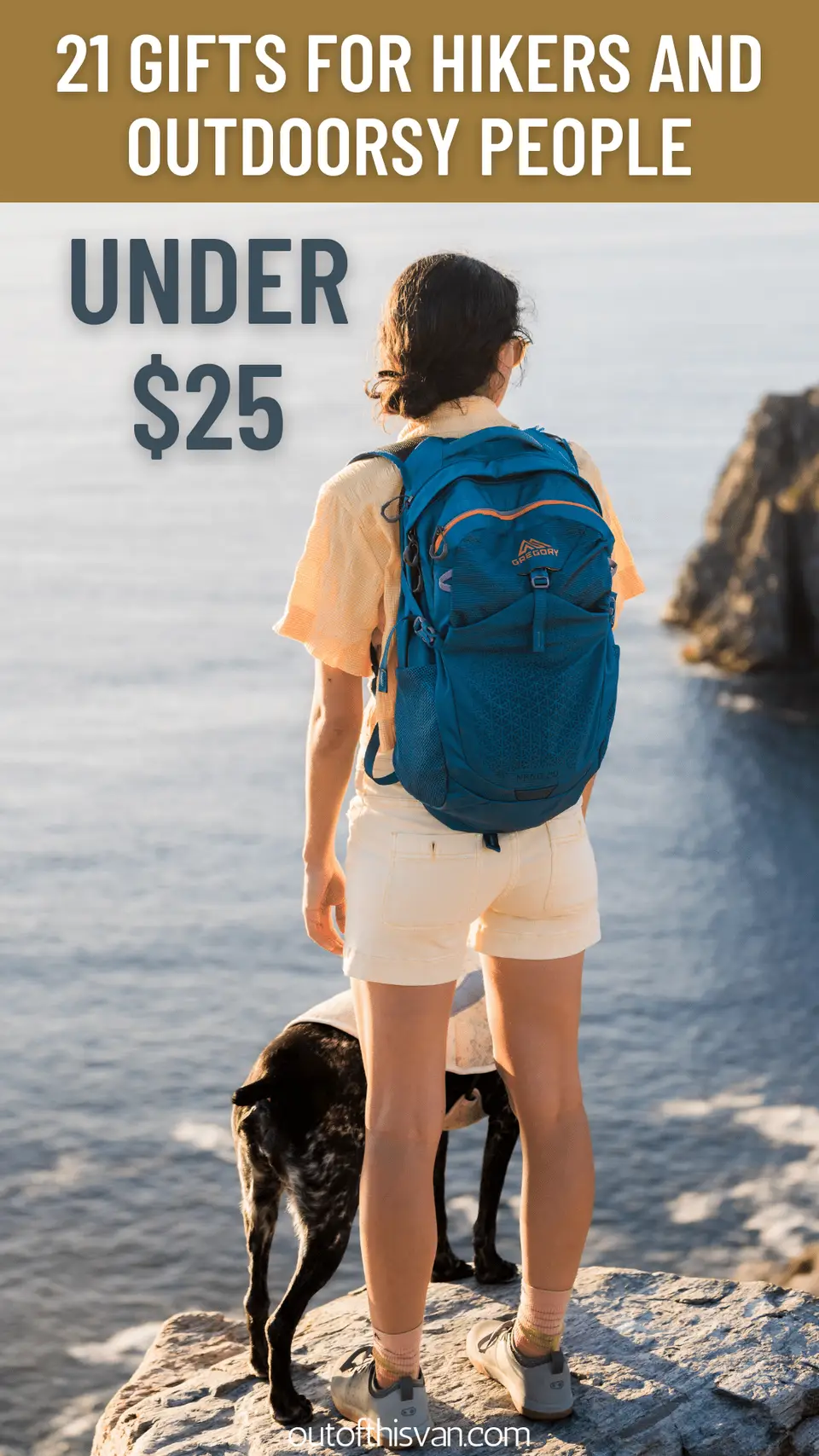 Melanny and Penelope on a rocky shore. Graphic for gifts under $25