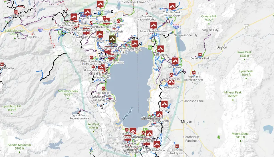 Trailforks Lake Tahoe MTB mountain biking map