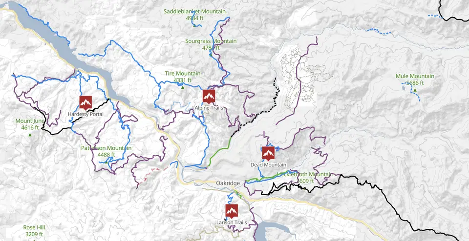 Trailforks map of oakridge, oregon mountain biking